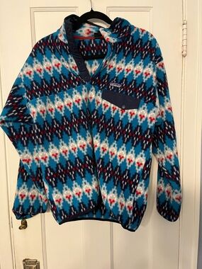 2016 Patagonia Synchilla SnapT Pullover Fleece Forest Carpet Deep Sea Blur Aztec